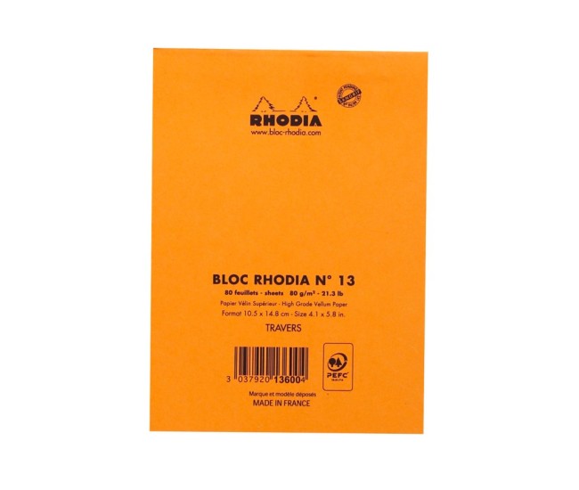 Blocnotes capsat N13 10,5 x 14,8 cm 80 file Rhodia Orange