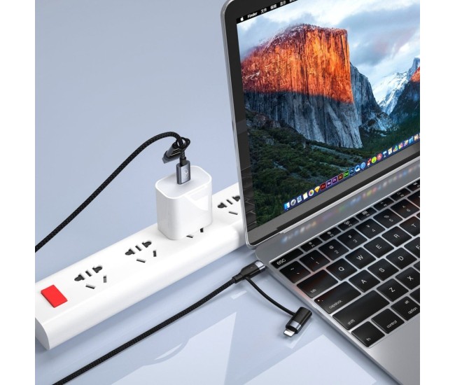 Cablu 4in1 Tellur USB/Type-C to Type-C (PD65W)/Lightning (PD20W), 1m, negru