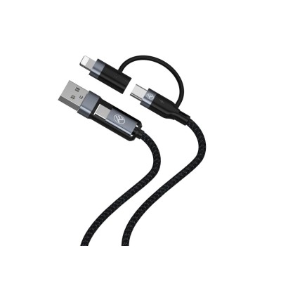 Cablu 4in1 Tellur USB/Type-C to Type-C (PD65W)/Lightning (PD20W), 1m, negru