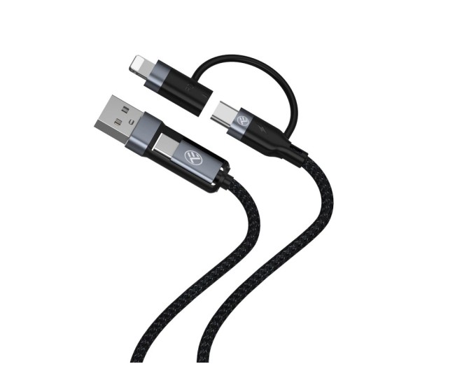 Cablu 4in1 Tellur USB/Type-C to Type-C (PD65W)/Lightning (PD20W), 1m, negru