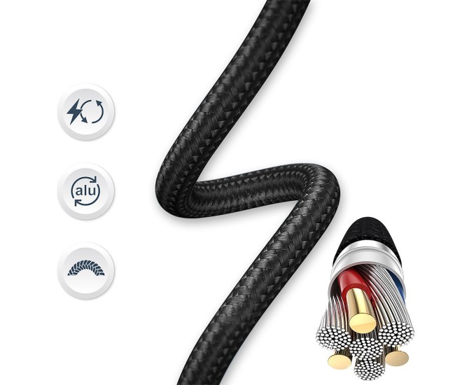 Cablu date si incarcare Tellur Minimalist USB to USB-C, 3 A, 1 m, negru