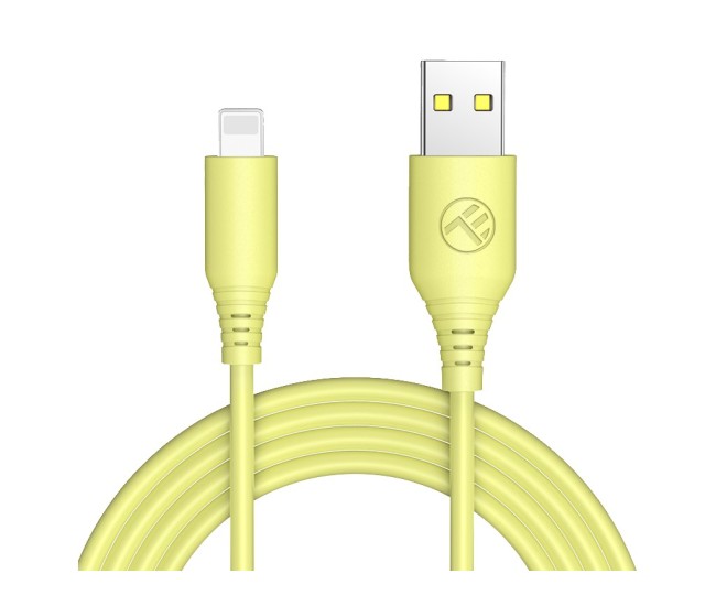 Cablu silicon Tellur USB to Lightning, 3A, 1m, galben