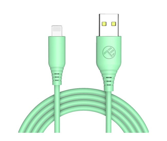 Cablu silicon Tellur USB to Lightning, 3A, 1m, verde