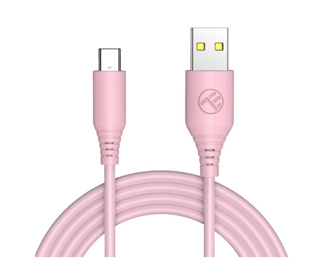 Cablu silicon Tellur USB to Type-C, 3A, 1m, roz