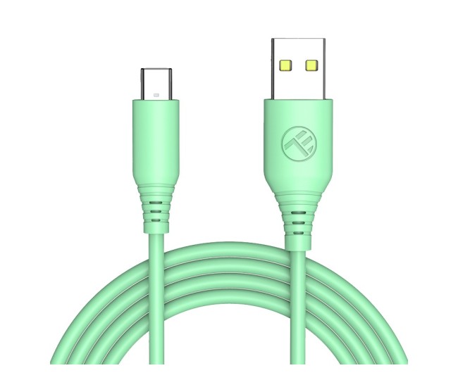 Cablu silicon Tellur USB to Type-C, 3A, 1m, verde