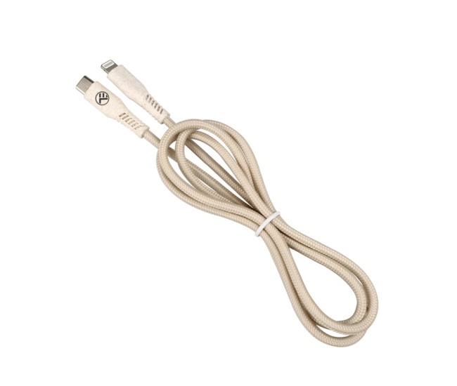 Cablu Tellur Green Type-C to Lightning, 2.4A, PD20W, 1m, nailon, crem
