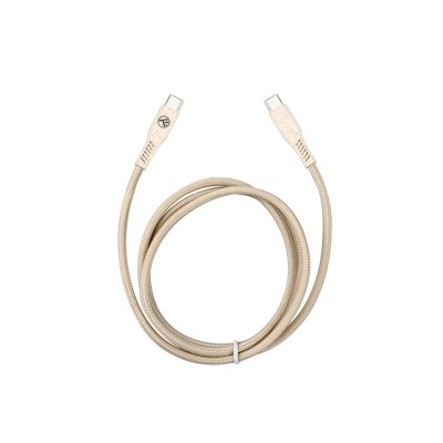 Cablu Tellur Green Type-C to Type-C, 3A, PD60W, 1m, nailon, crem