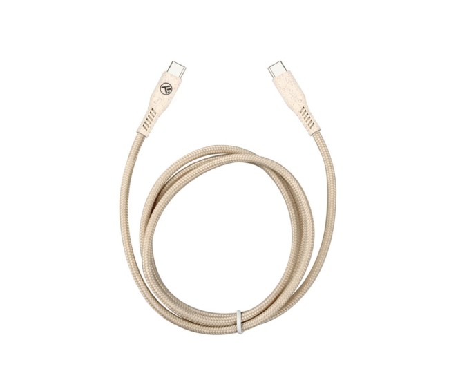 Cablu Tellur Green Type-C to Type-C, 3A, PD60W, 1m, nailon, crem Cablu Tellur Green Type-C to Type-C, 3A, PD60W, 1m, nailon, crem