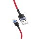 Cablu Tellur Lightning cu LED, 3A, nailon, 1.2m, rosu