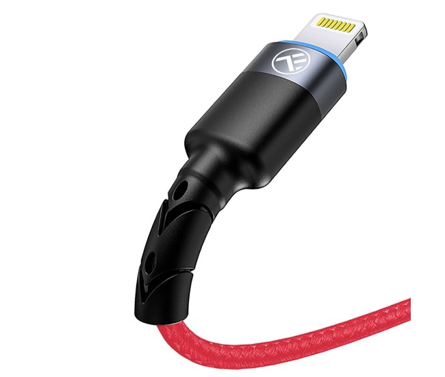 Cablu Tellur Lightning cu LED, 3A, nailon, 1.2m, rosu