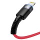 Cablu Tellur Lightning cu LED, 3A, nailon, 1.2m, rosu