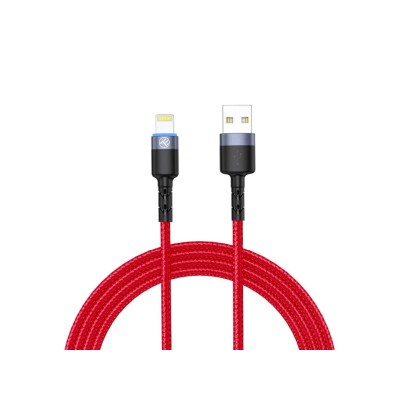 Cablu Tellur Lightning cu LED, 3A, nailon, 1.2m, rosu