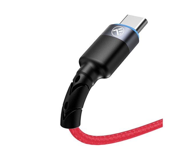 Cablu Tellur Type-C cu LED, 3A, nailon, 1.2m, rosu
