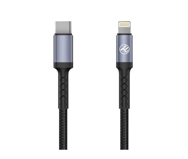 Cablu Tellur Type-C to Lightning, 2A, PD18W, 1m, nailon, negru