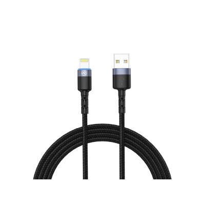 Cablu Tellur USB to Lightning cu LED, 2A, nailon, 2m, nailon, negru