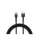 Cablu Tellur USB to Lightning cu LED, 2A, nailon, 2m, nailon, negru