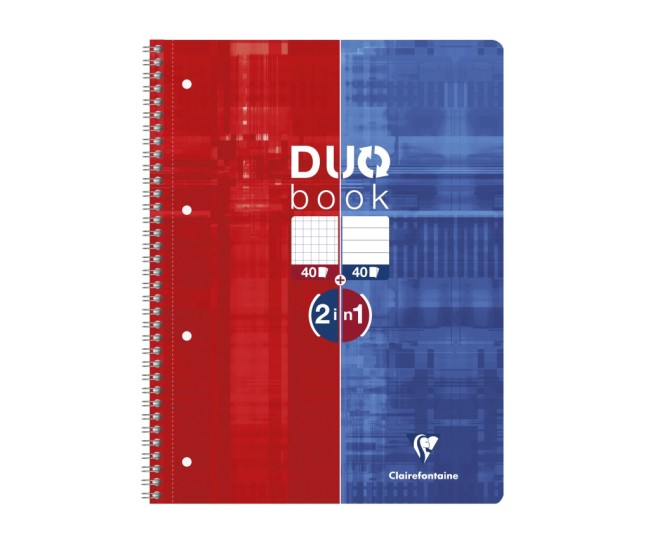 Caiet A4+ Duo, reversibil, cu spirala, 80 file, Clairefontaine Caiet A4+ Duo, reversibil, cu spirala, 80 file, Clairefontaine