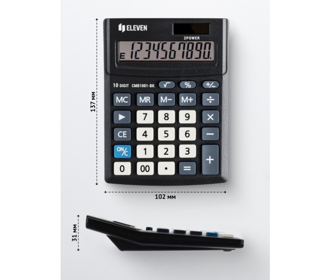 Calculator de birou 10 digiti, 137 x 102 x 31 mm, Eleven CMB1001-BK