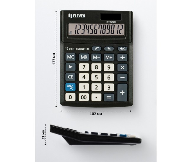 Calculator de birou 12 digiti, 137 x 102 x 31 mm, Eleven CMB1201-BK