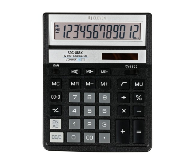 Calculator de birou 12 digit, 203 x 158 x 31 mm, Eleven SDC-888XBK