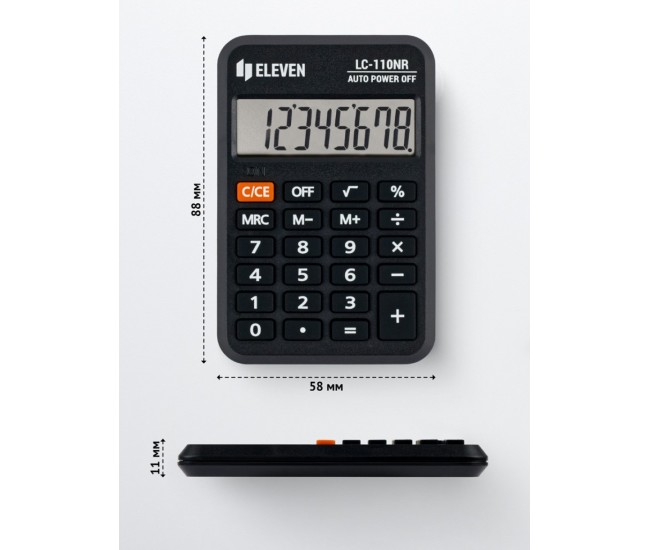 Calculator de buzunar 8 digiti, 88 x 58 x 11 mm, Eleven LC-110NR