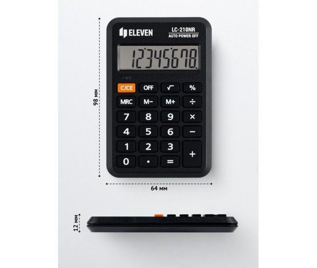 Calculator de buzunar 8 digiti, 98 x 62 x 10 mm, Eleven LC-210NR