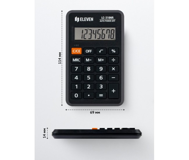 Calculator de buzunar 8 digiti, 114 x 69 x 14 mm, Eleven LC-310NR