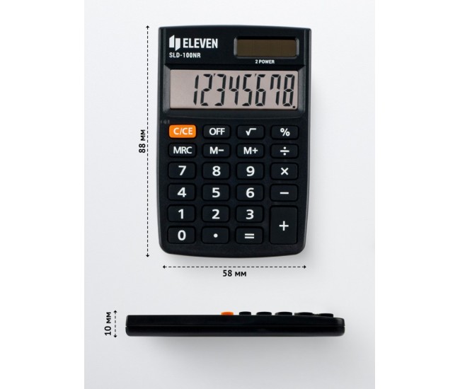 Calculator de buzunar 8 digiti, 88 x 58 x 10 mm, Eleven SLD-100NR Calculator de buzunar 8 digiti, 88 x 58 x 10 mm, Eleven SLD-100NR