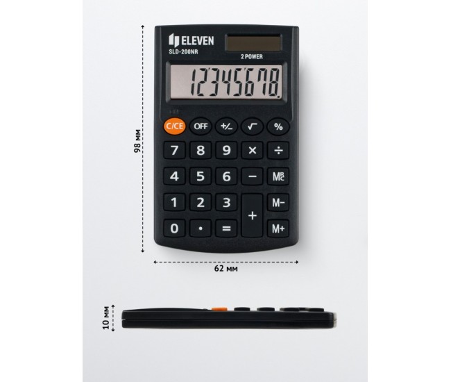 Calculator de buzunar 8 digiti, 98 x 62 x 10 mm, Eleven SLD-200NR