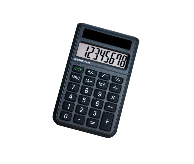 Calculator de buzunar ECO 8 digiti, 60 x 97,5 x 11,5 mm, Eleven ECO 110