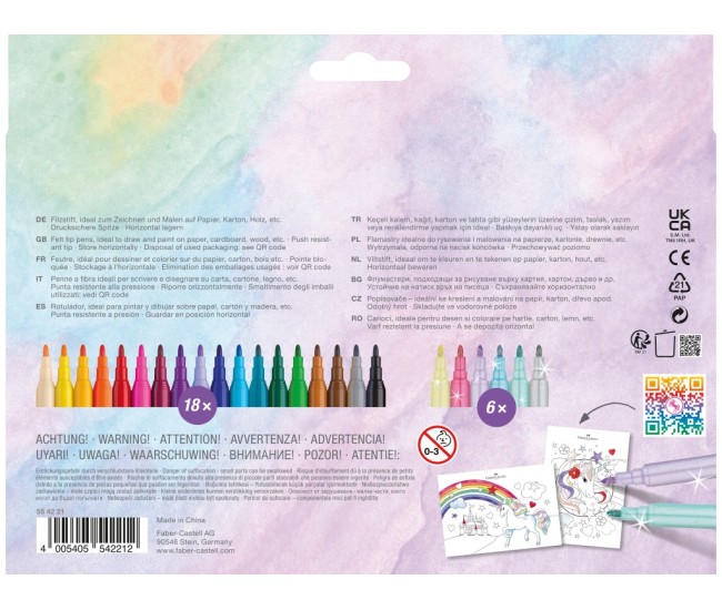 Carioca unicorni Faber-Castell 18 + 6 culori /set