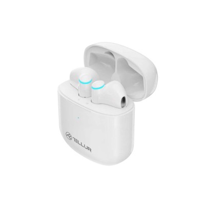 Casti Bluetooth Tellur Aura True Wireless, APP, alb