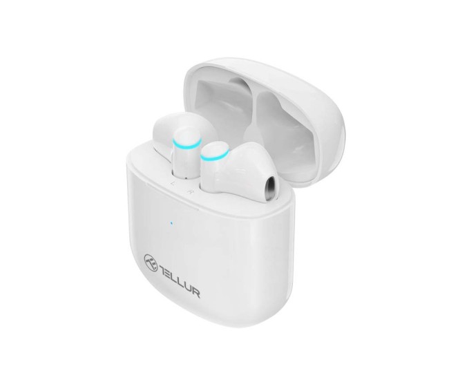 Casti Bluetooth Tellur Aura True Wireless, APP, alb