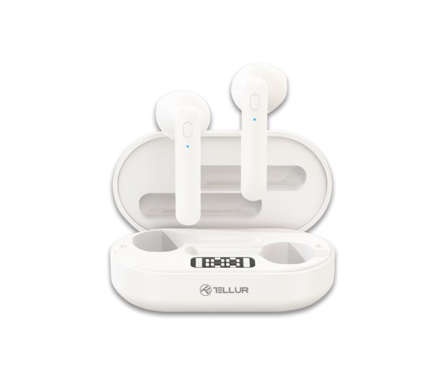 Casti Bluetooth Tellur Flip True Wireless, alb