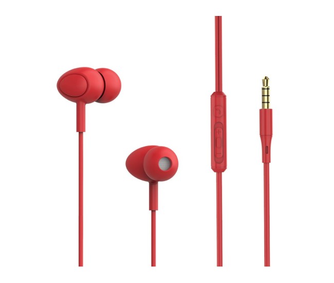Casti in-ear cu fir Tellur Basic Gamma, microfon, rosu