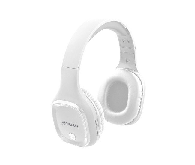 Casti Over-ear Bluetooth Tellur Pulse, Microfon, Alb