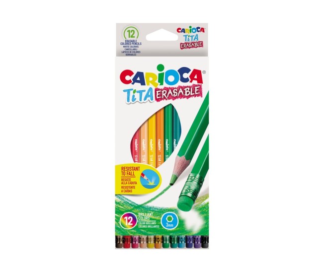 Creioane color cu guma Tita Erasable Carioca 12/set