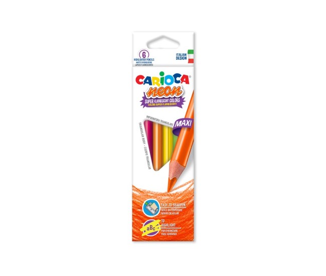 Creioane color triunghiulare Neon Carioca 6/set Creioane color triunghiulare Neon Carioca 6/set