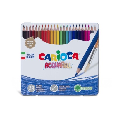 Creioane colorate Carioca Aquarell 24/cutie metalica