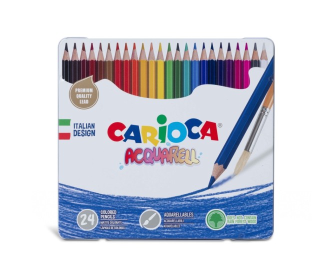 Creioane colorate Carioca Aquarell 24/cutie metalica Creioane colorate Carioca Aquarell 24/cutie metalica