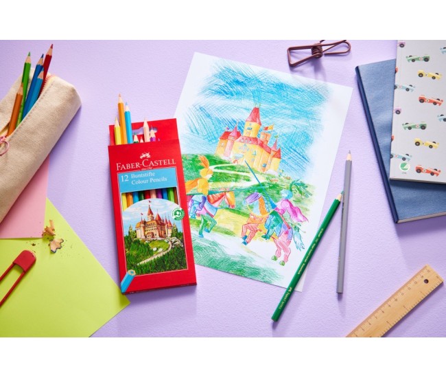 Creioane colorate hexagonale Faber-Castell 12 culori/set