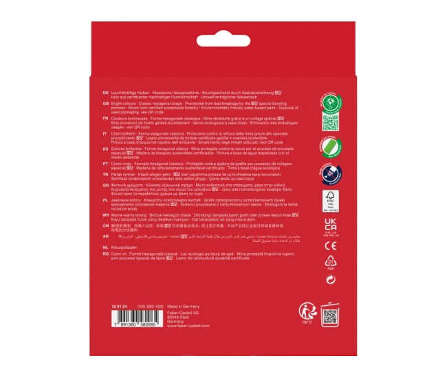 Creioane colorate hexagonale Faber-Castell 24 culori/set