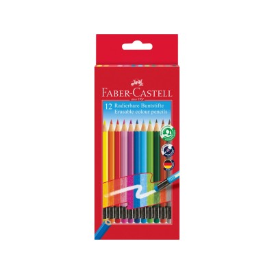 Creioane colorate hexagonale cu guma eco Faber-Castell 12 culori/set