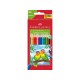 Creioane colorate triunghiulare + ascutitoare eco Faber-Castell 12 culori/set