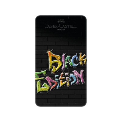 Creioane colorate triunghiulare black edition cutie metal Faber-Castell 12 culori/set