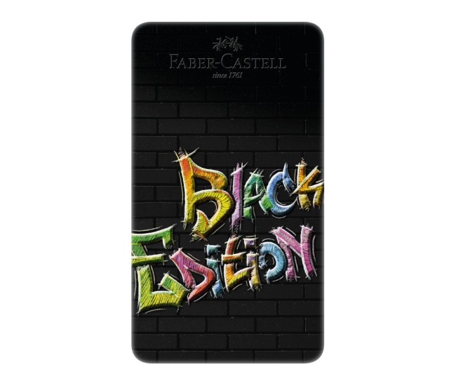Creioane colorate triunghiulare black edition cutie metal Faber-Castell 12 culori/set Creioane colorate triunghiulare black edition cutie metal Faber-Castell 12 culori/set