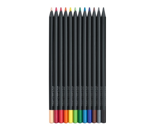 Creioane colorate triunghiulare black edition Faber-Castell 12 culori/set Creioane colorate triunghiulare black edition Faber-Castell 12 culori/set
