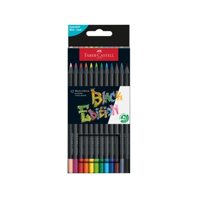Creioane colorate triunghiulare black edition Faber-Castell 12 culori/set
