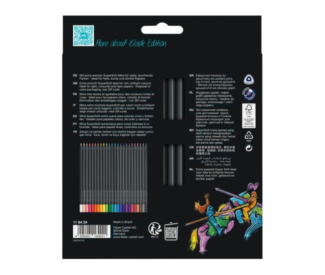 Creioane colorate triunghiulare black edition Faber-Castell 24 culori/set Creioane colorate triunghiulare black edition Faber-Castell 24 culori/set