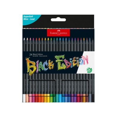 Creioane colorate triunghiulare black edition Faber-Castell 24 culori/set